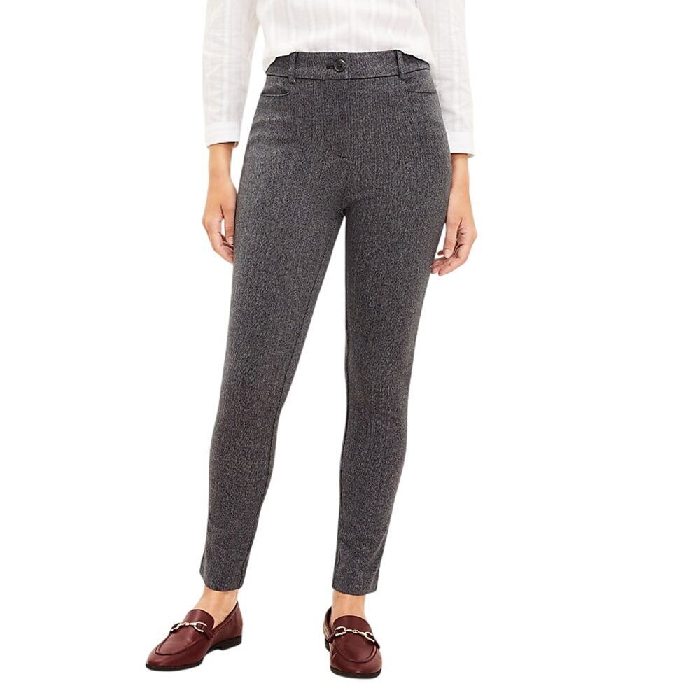 LOFT Curvy Sutton Skinny Pants in Texture grey twill 14 NWOT crop ankle career